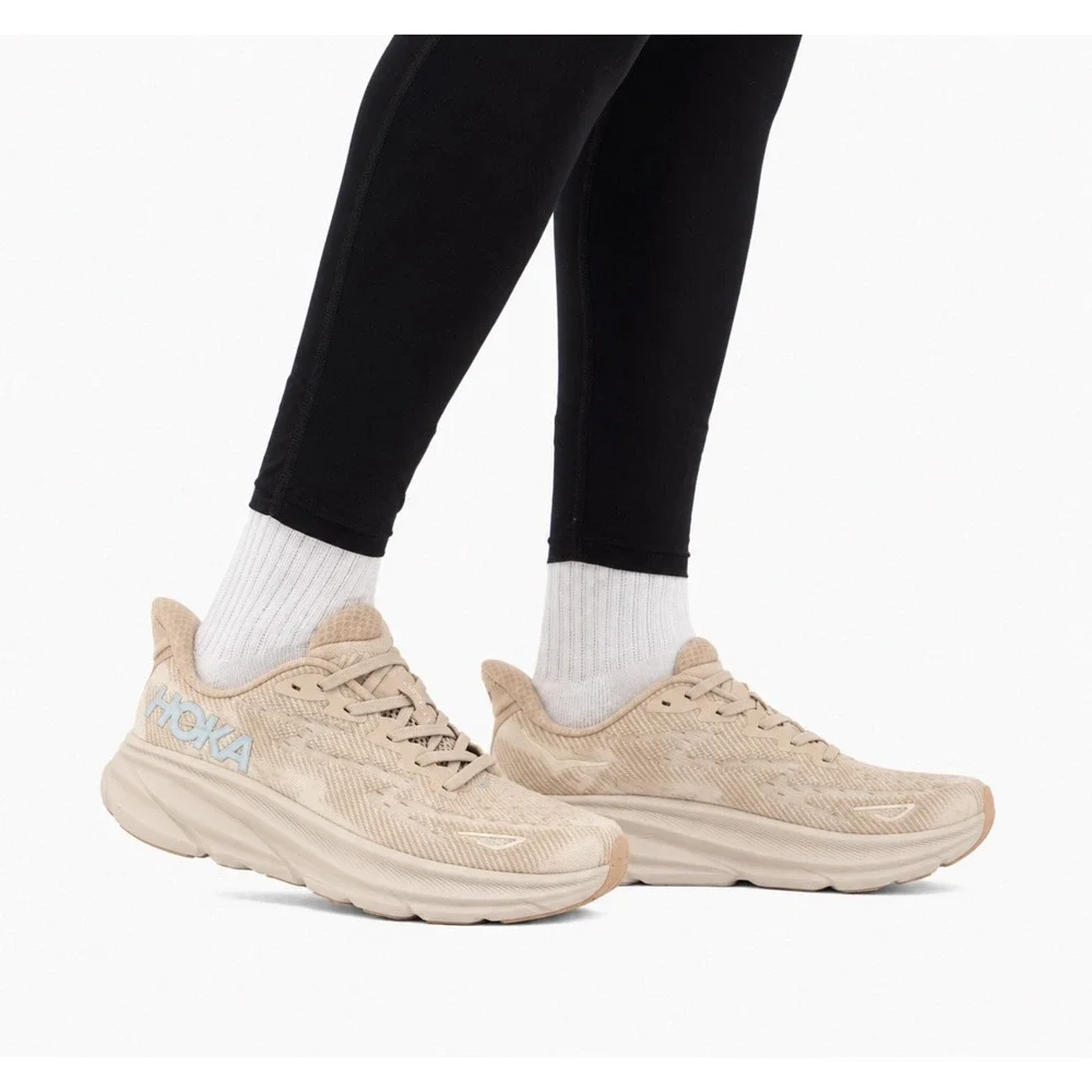 Hoka Clifton 9 Running Shoes Mens 11 Womens 12 Beige Gorpcore Comfort Athletic